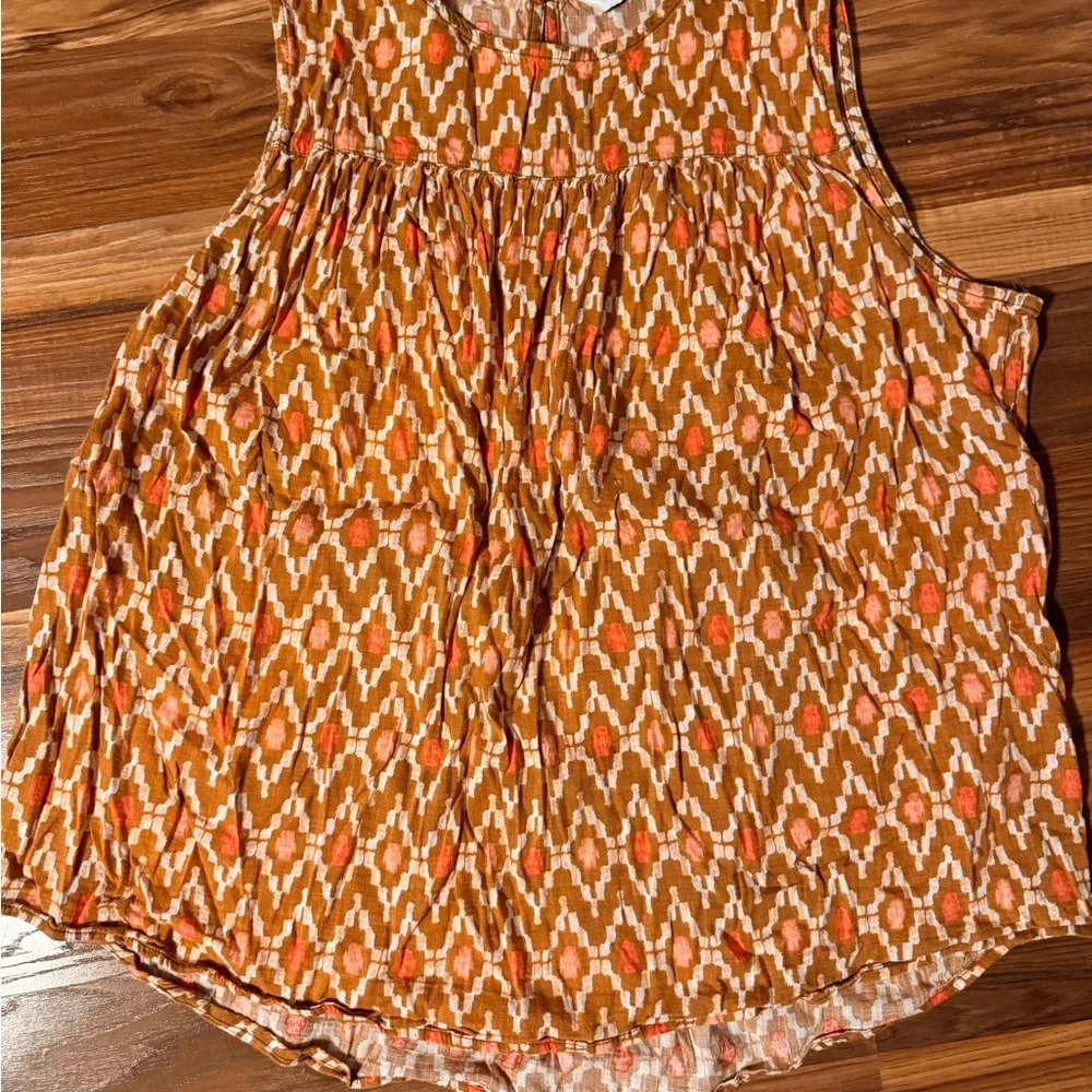 Sonoma Orange and White Patterned baby doll top - Picture 1 of 6